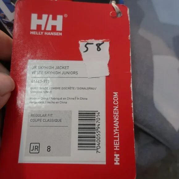 NWT Boys Helly Hansen (Item-58) Grey Neon Camo Sky/High Snowboard Ski Jacket 8